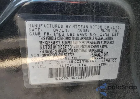 2019 Nissan Kicks S from USA, damaged, VIN 3N1CP5CU0KL527775